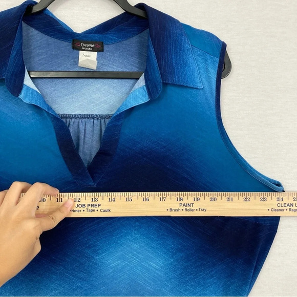 Cocomo Navy Soft Stretch V Neck Sleeveless Collar Belted Casual Dress size 2X - Picture 6 of 9